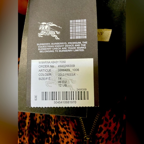 Burberry Brit leopard print silk front zip designer dress NWT - Picture 9 of 12
